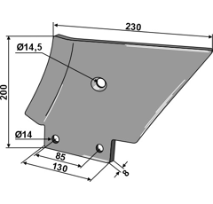 Déflecteur gauche 230 mm pour cultivateur QUIVOGNE adaptable