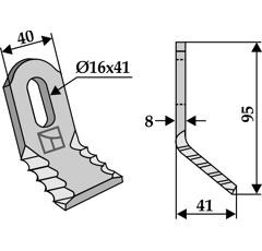 Couteau-Y pour broyeur 95x40mm NOREMAT SM40R adaptable - Blacksteel©