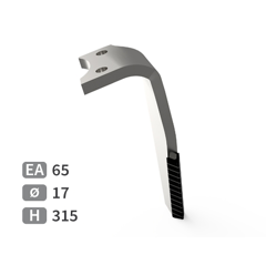 Dent de herse rotative Droite avec 3 plaquettes carbure triangulaires RABEWERK 8404.50.07 adaptable