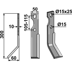 Fräsmesser Links 300 x 50 Forigo-Roteritalia Nachbau