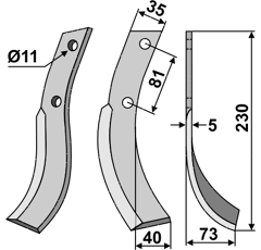 Fräsmesser Rechts 230 x 35 Honda Nachbau