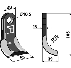 Couteau Y pour broyeur PALLADINO 5560109 adaptable - Blacksteel©