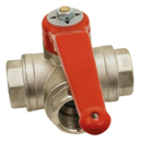 Vanne manuelle laiton nickelé 3 voies horizontal Perçage T - 1/2''