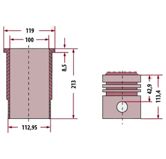 Ensemble chemise/piston pour tracteur FENDT 7701023377 adaptable