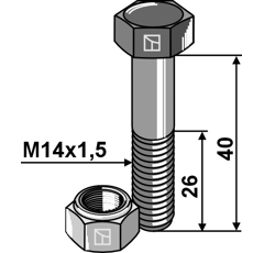 Sechskantschraube M14x1,5x40 mit Sicherungsmutter - Mehrere Marken
