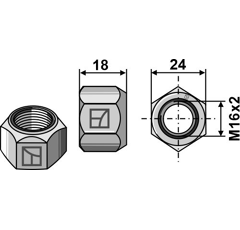 Mutter M16x2 für Häcksler AGRIMASTER – Nachbau  
