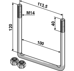 Boulon étrier M14 - 120 mm adaptable - BlackSteel©
