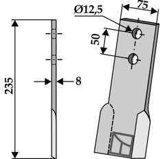 Fléau pour broyeur 235x75mm, gauche PERFECT  adaptable - Blacksteel©