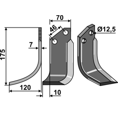 Fräsmesser Links 175 x 70 Forigo-Roteritalia Nachbau