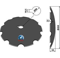 Disque crénelé ∅450x3,5 pour cover crop adaptable - Blacksteel©