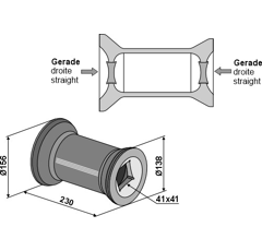 Zwischenstück für Vierkantwelle 40x40 mm QUIVOGNE ENT23401 – Nachbau  