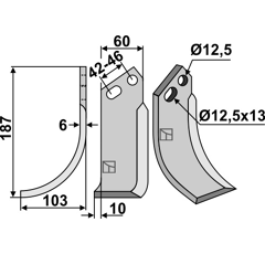 Lame gauche pour Fraise/Rotavator GOLDONI 9418 adaptable - Blacksteel©