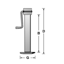 Pied béquille avec manivelle verticale 430 mm adaptable