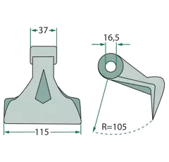 Marteau 37x115 mm pour broyeur KUHN 6061900 adaptable