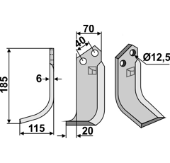 Lame gauche pour Fraise/Rotavator BREVIGLIERI 8300020 adaptable