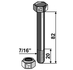 Boulon 7/16''UNF x 82 pour broyeur CARROY ET GIRAUDON adaptable