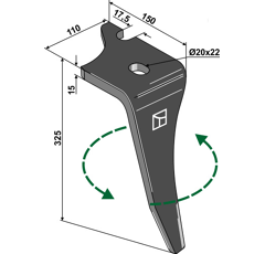 Dent gauche pour herse rotative VOGEL & NOOT KZ200002 adaptable - BlackSteel©