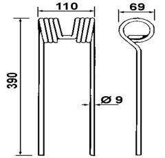 Dent droite pour faneuse KUHN 57609000 origine