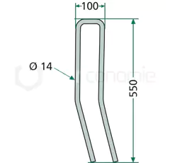 Griffe de herse de recouvrement 550 x 100 mm LEMKEN 3538802 adaptable