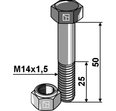 Tornillo M14x1,5 x 50 para trituradora  adaptable - Blacksteel©
