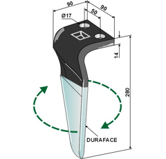 Dent droite DURAFACE pour herse rotative MASCHIO GASPARDO 38100222 adaptable - Blacksteel©