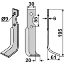 Fräsmesser Rechts 195 x 30 Grillo Nachbau