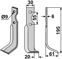 Fräsmesser Rechts 195 x 30 Grillo Nachbau