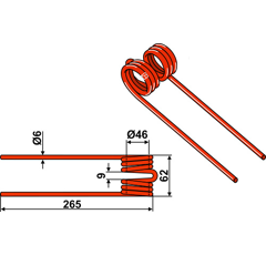Dent de fenaison rouge 265 mm 14330397 adaptable - BlackSteel©