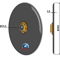Disco liso completo Ø382x3,5 mm para sembradora JOHN DEERE AA20242 adaptable - Blacksteel©