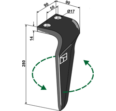 Dent gauche pour herse rotative MASCHIO GASPARDO 38100223 adaptable