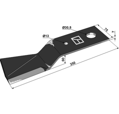 Fléau gauche pour broyeur 350x75mm  MAJOR 9GTB/A adaptable - Blacksteel©