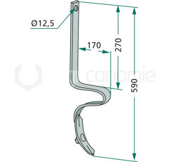 Dent 590 x 170 mm pour semoir adaptable