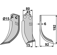 Lame droite pour Fraise/Rotavator EBERHARDT 1570 adaptable -