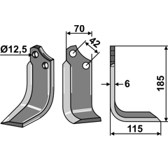 Fräsmesser Rechts 185 x 70 Sicma (Miglianico) Nachbau