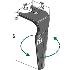 Dent gauche pour herse rotative AMAZONE 962338 adaptable - Blacksteel©
