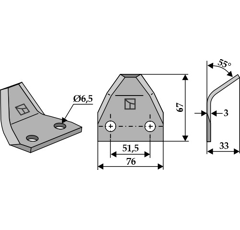 Couteau pour KUHN A7153001 adaptable- BlackSteel©