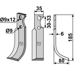 Lame droite pour Fraise/Rotavator GOLDONI 2070 adaptable 