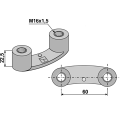 Ecrou étrier pour herse rotative ALPEGO M36100312R adaptable