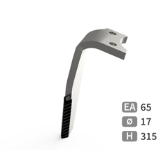 Dent de herse rotative Gauche avec 3 plaquettes carbure triangulaires RABEWERK 8404.50.02 adaptable