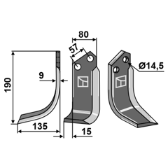 Lame gauche pour Fraise/Rotavator ALPEGO MK0A00302 adaptable - Blacksteel©