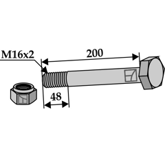 Boulon M16x2 x 200 pour broyeur BEDNAR adaptable - Blacksteel©