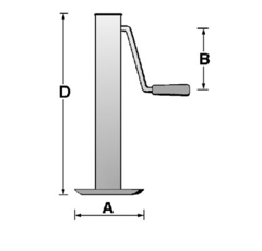 Pied béquille avec manivelle verticale 320 mm adaptable