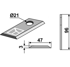 Couteau rotatif pour faucheuse SIP 152.147.607 adaptable - BlackSteel©