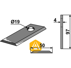 Couteau pour faucheuse KVERNELAND KM1380-0057 adaptable - Blacksteel©