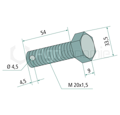 Boulon M20x1,5 pour broyeur GILBERS adaptable 