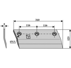 Couteau latéral droit pour autochargeuse REDROCK 109083 R adaptable - Blacksteel©