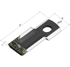 KM-Klinge gewölbt 131x50x4 mm Loch: 23x20 5 mm 56293100N Taarup Nachbau 
