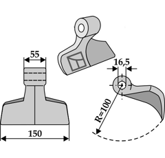 Marteau pour broyeur 150x55mm FALCONERO Adaptable Blacksteel©