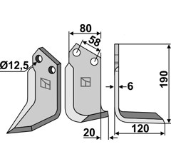 Fräsmesser 190x80mm, rechts - 3427 | Sauerburger - Nachbau