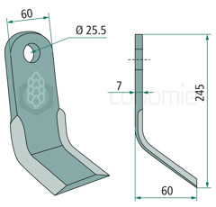 Couteau-Y pour broyeur 245x60mm LAGARDE adaptable 